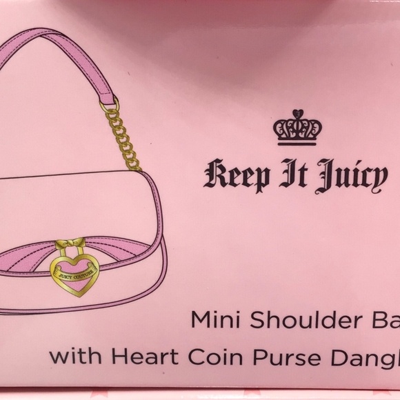 NIB Juicy Couture Pink Heart Mini Shoulder Bag + Heart Coin Purse Set Y2K - Picture 3 of 16